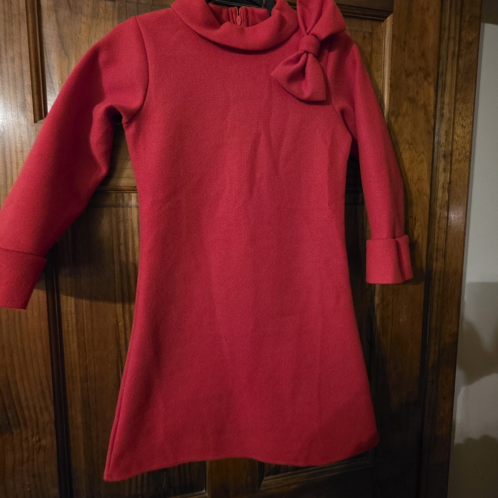 Mia Belle Red Dress w/ Bow Accent, Girls Size 10